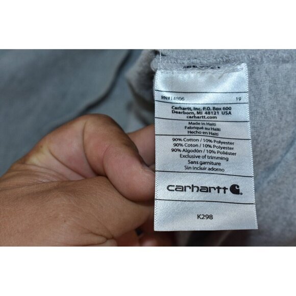 Carhartt Emea Mens T-Shirt Size 3XL Tall Original Fit Gray Core Logo Long Sleeve - Picture 7 of 12